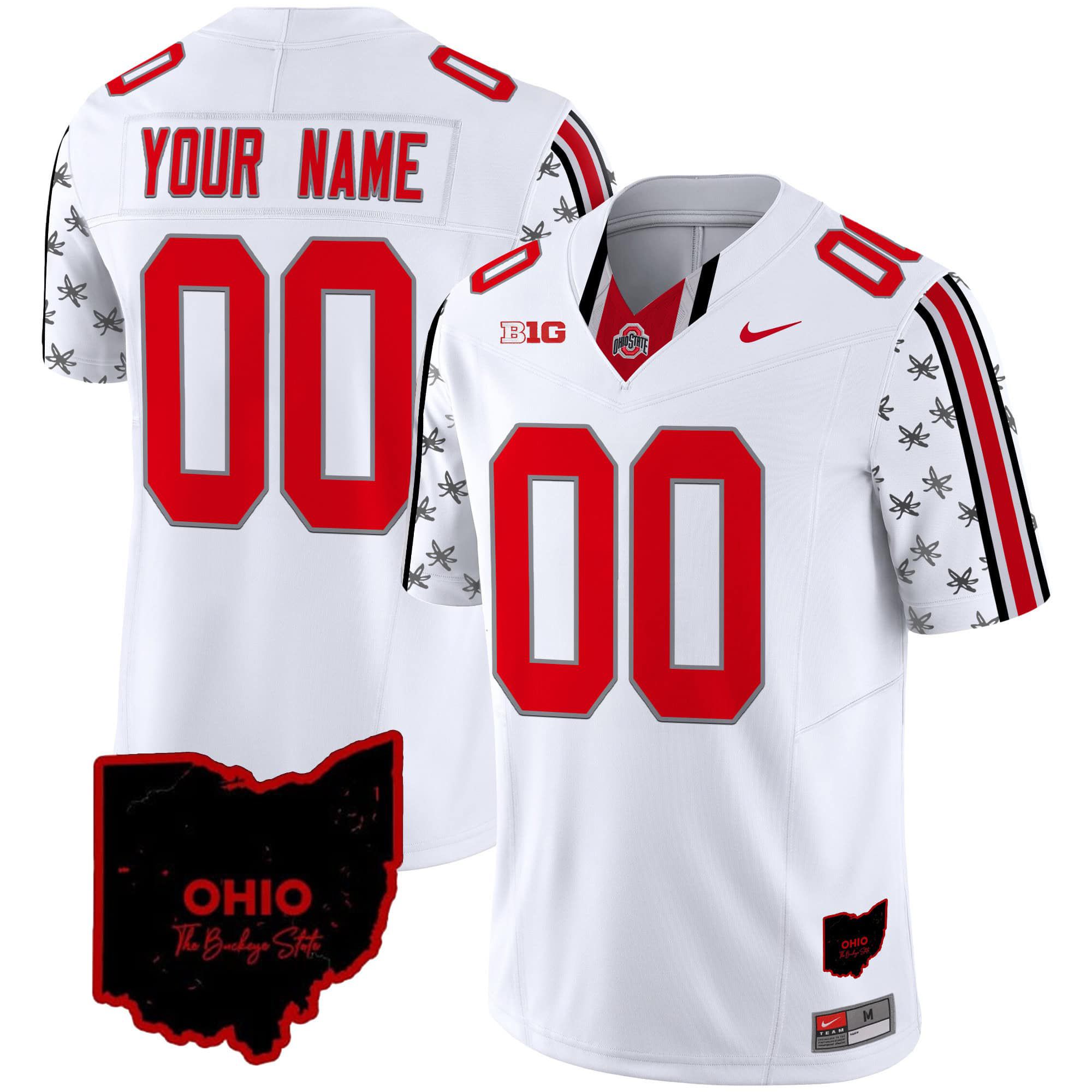 Men Ohio State Buckeyes White 2024 Nike Home Patch Vapor Limited Custom NCAA Jersey